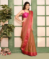 Magenta Gadwal Cotton Silk Checks Woven Saree